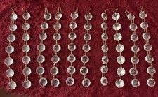 10 Vintage Crystal Glass Strands Prism Chandelier Octagon