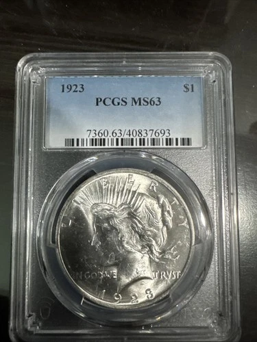 1923 Peace Silver Dollar PCGS MS63 Bright