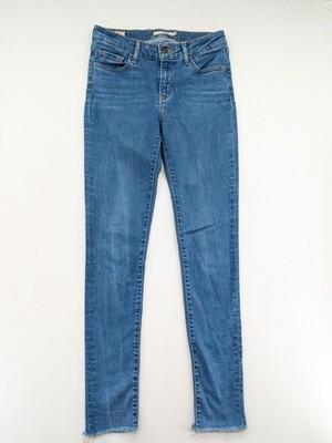 Levis Premium Damen Jeans 711 Skinny W26 Blau Raw Hem Stretch Waterless