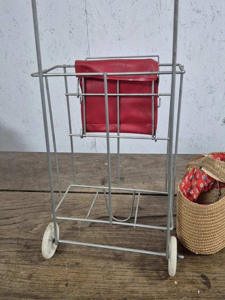 Jouet Ancien Petit Chariot En Metal + Petit Sac - Photo 4/4