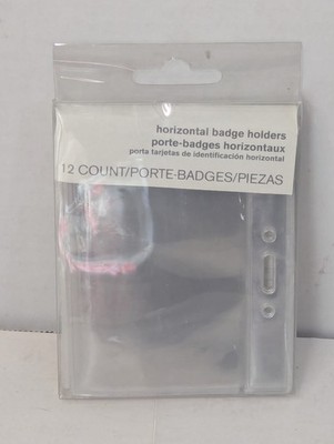Horizontal BADGE ID OFFICE Card HOLDER Vinyl CLEAR BRAND NEW USA 12pk NIB