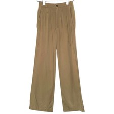 Reformation 2 Womens Khaki Mason Pant Relaxed Fit Wide Leg High Rise flaw