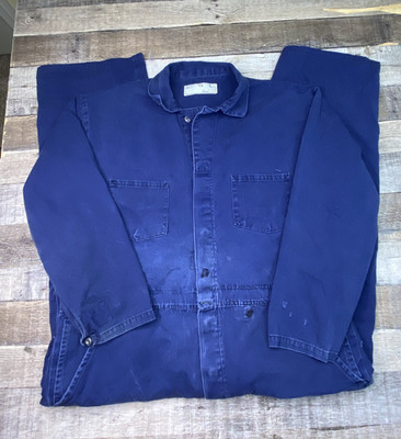Engineered Work Garments Mens 48 Coveralls Button Front Mechanic Garage USA Blue
