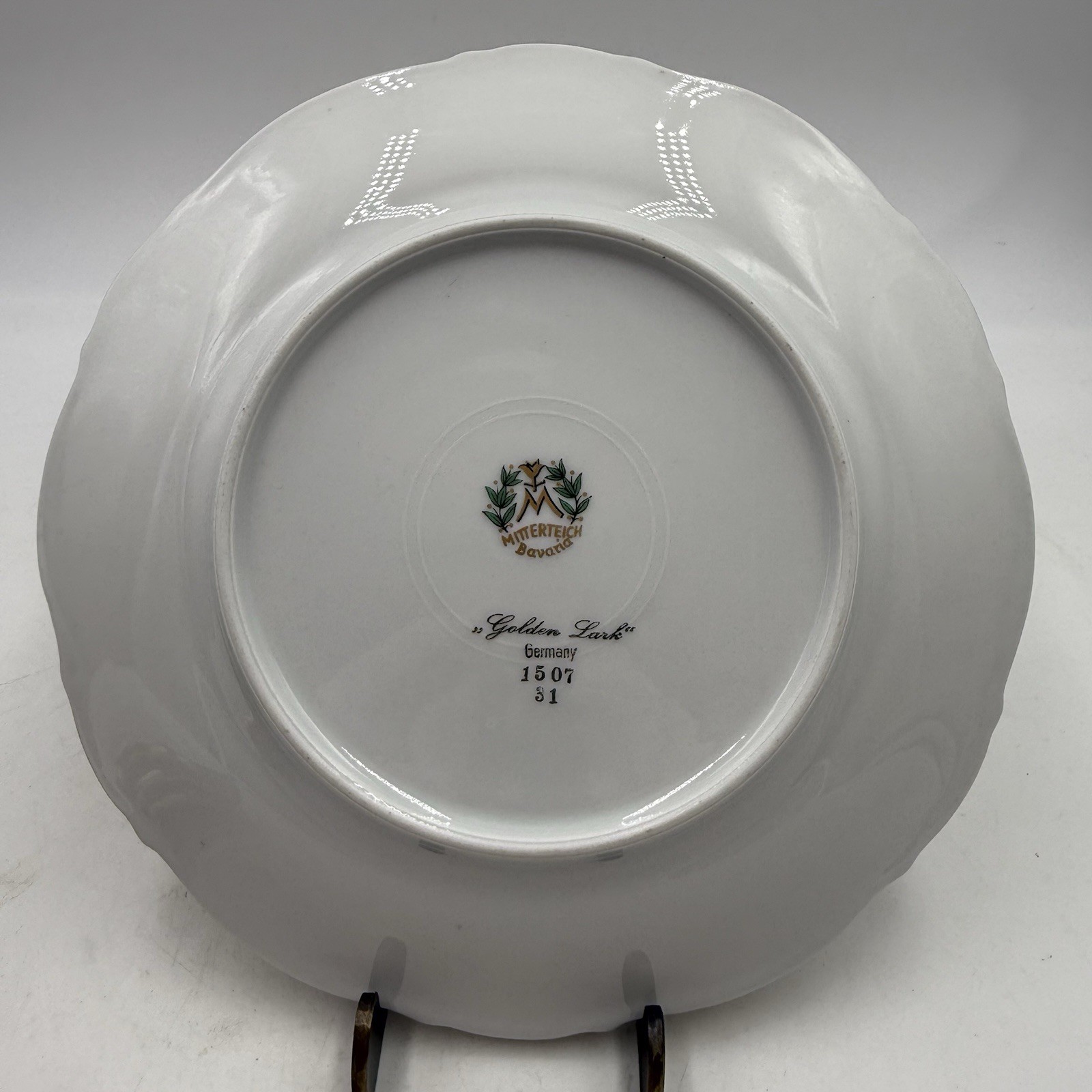 Mitterteich Bavaria Golden Lark Salad Plates 7.75" Set Lot of 4 Made in Germany