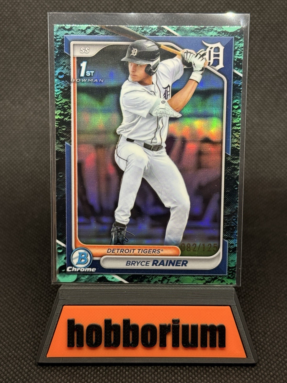 2024 1st Bowman Chrome Draft Aqua Lunar Refractor Bryce Rainer /125 Tigers SP
