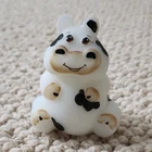 Fenton White Milk Glass Cow Figurine Black Spots Cow Print G118-99