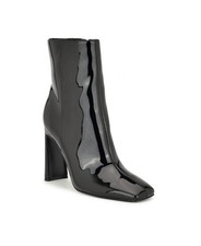 Nine West Tiddo Boots Womens US 8 Black Patent Leather Ankle Dress Bootie TZP176