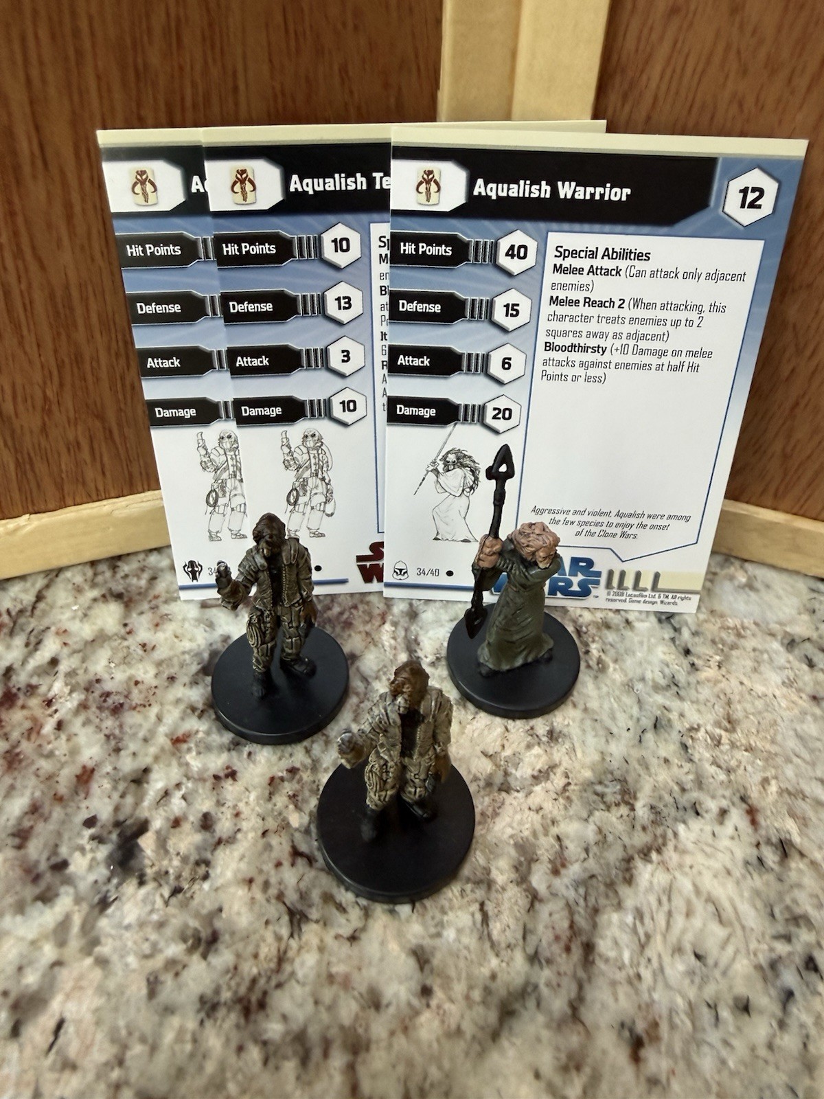 Star Wars Miniatures Lot - Fringe Aqualish Squad 2 - 3 Figs/Cards