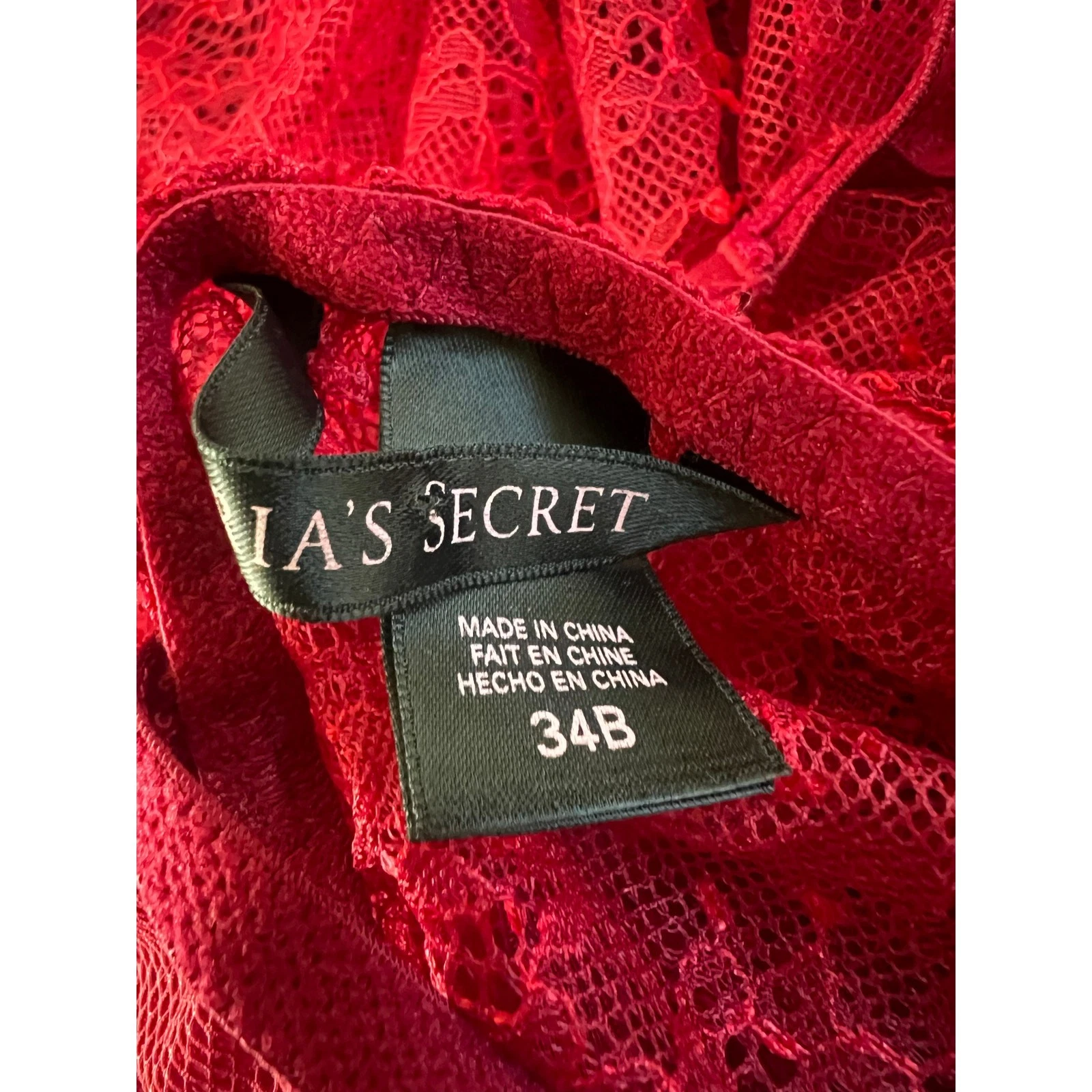 UNDERCOVER Abito Victoria's Secret rosso semi trasparente pizzo ferretto maxi aperto davanti taglia 34B