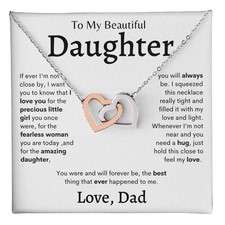 Two Heart Pendant Necklace- Rose/White or 18k Yellow Gold Finish   Daughter Gift