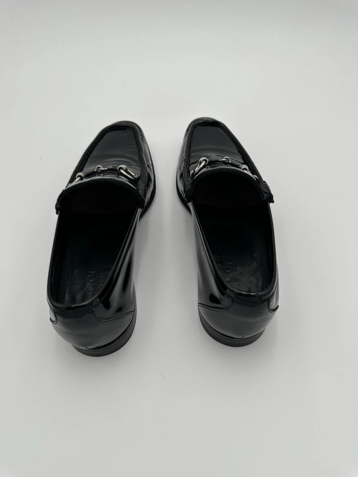 Gucci Tuxedo Horsebit Slip On Patent Leather Loafers Size 8M Black - Image 4 of 4