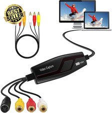 VHS to Digital Converter RCA to USB Video Capture Card for PC Mac Hi8 VCR Camcor
