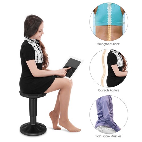 Wobble Chair Height Adjustable Active Learning Stool Sitting Home Office Black - Picture 4 of 7