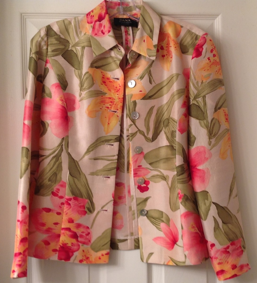 Women's DANA BUCHMAN Petites 100% SILK JACKET BLAZER Button front