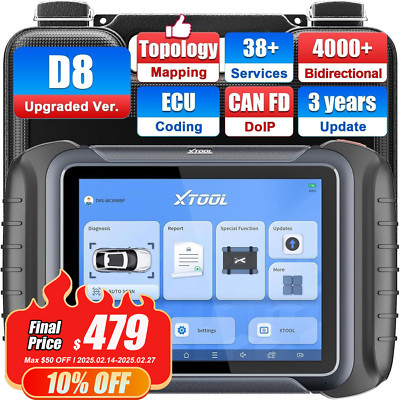 XTOOL D8S Auto Diagnostic OBD2 Scanner E.CU Coding Topology Mapping 38+ Resets