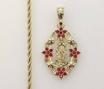 Virgin Mary Gold Plated Pendant 3mm Chain Necklace Jewelry Oro