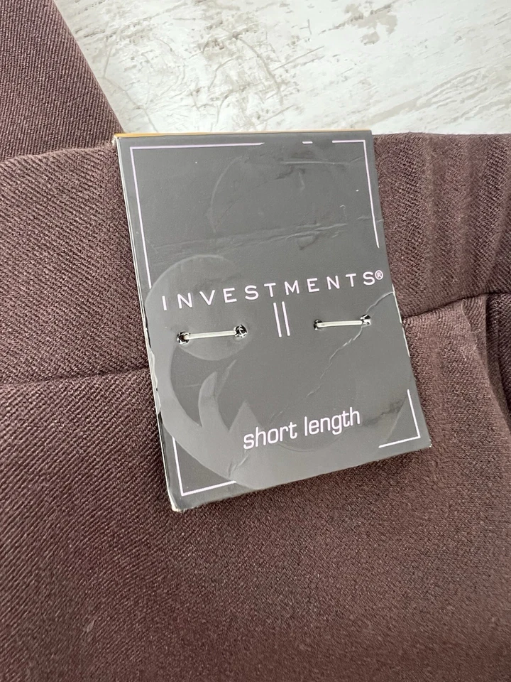 Investments II Women's 16W Short Slacks Stretch Pant Brown NWT Elastic Back - Image 2 of 4