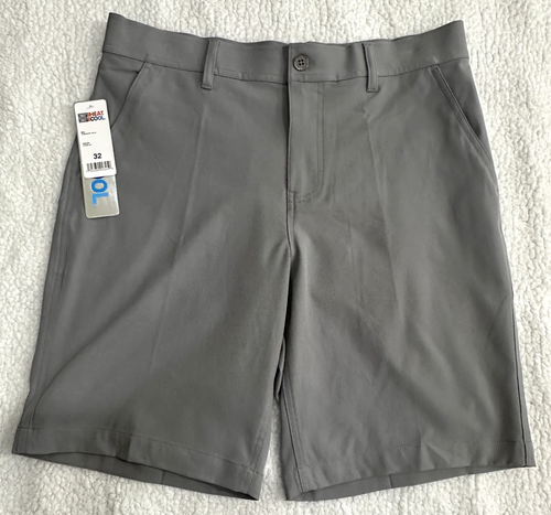 32 Degrees Cool Men’s Performance Stretch Tech Shorts Storm Sky Gray Size 32 NWT