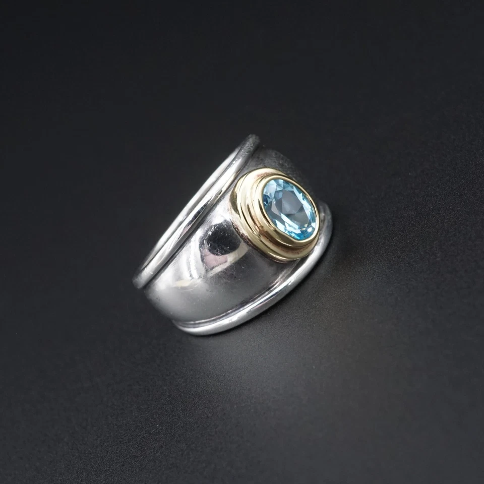 Anillo Topacio James Avery Christina Plata de Ley Oro 18k Talla 6.25 Retirado RS3707 Foto 2 de 4