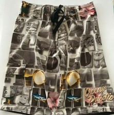 Vintage Ocean Pacific Swim Trunks Boys Mens Size 28 Hula Girl Shark Board Shorts