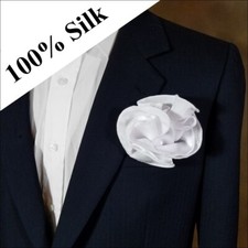 NEW - 100 Silk White Pouf Round Pocket Square