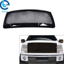 Fit For 2009-2014 Ford F-150 Front Bumper Hood Upper Grille Glossy Black Mesh