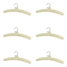 6 Pcs Smooth Satin Padded Hangers Ivory 15"L For Dress Bridal Cloth Hanging