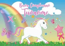 Cialda UNICORNO COMPLEANNO Decorazione Torta Ostia Zucchero