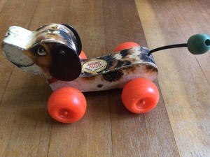 fisher price wooden dog pull toy