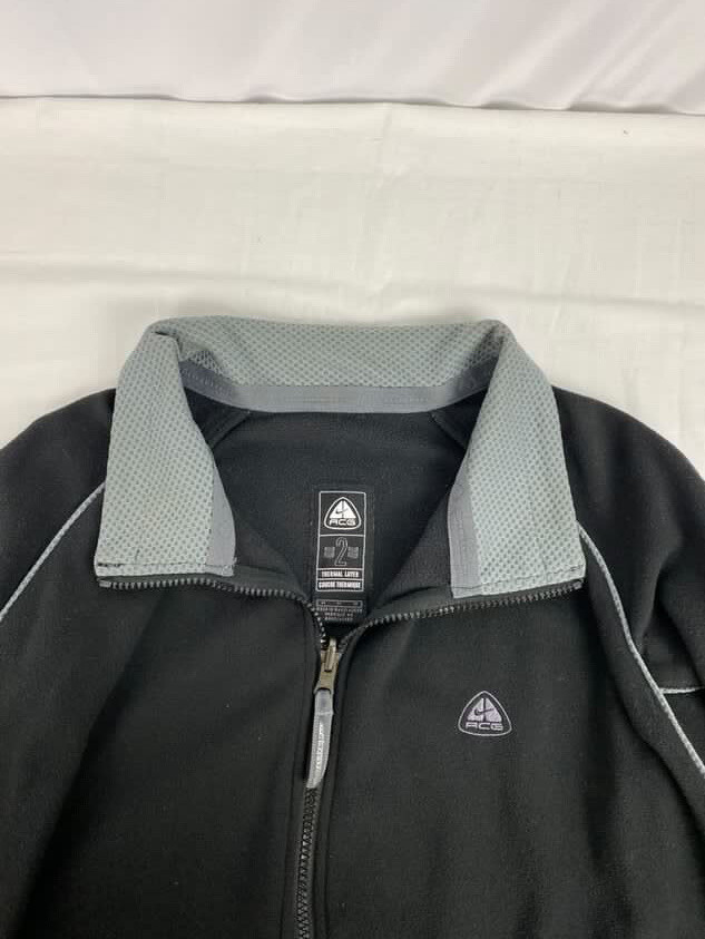 Vintage Nike ACG Jacket Mens M Black Full Zip Fleece Thermal Layer 2 90s