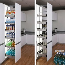 6 Tiers 300mm/400mm Kitchen Pull Out Cabinet Larder Unit Soft Shelf 1850-1950mm