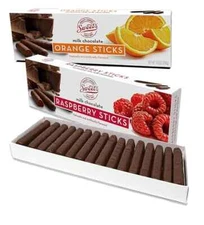 Sweets Candy Sticks Milk Chocolate Orange an Milk Chocolate Raspberry Pack of 2