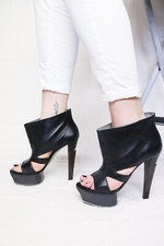 Costume National tronchetti ankle boots open toe pelle pumps tacco 13 plateau