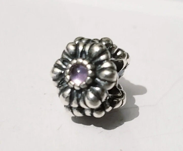 authentic pandora birthday bloom Amethyst purple stone charm Retired Each 38
