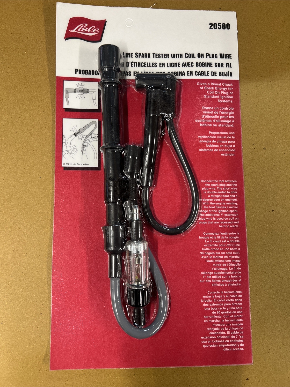 Lisle 20580 InLine Spark Tester w/Coil On Plug Wire, One Size, Factory