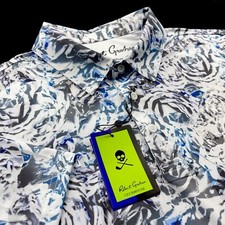 Robert Graham Performance Abstract Floral Print Polo Shirt White Large 128