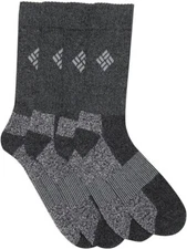 NWT COLUMBIA Size 13-15 4-Pairs Black Marl Cotton Blend Heavyweight Boot Socks