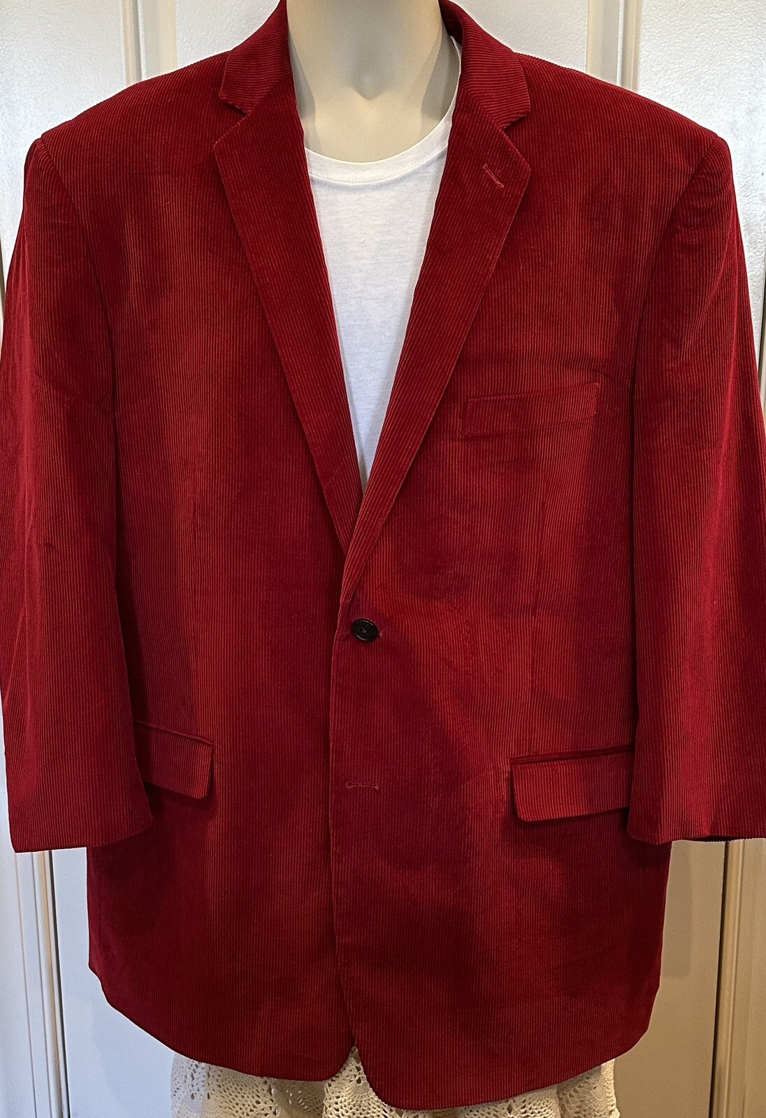 Saddlebred Men’s Altered Red Corduroy 2 Button Sport Coat Size 48