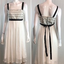 Crystal Candy Large White Black Floral Lace Striped Vintage Fit & Flare Dress