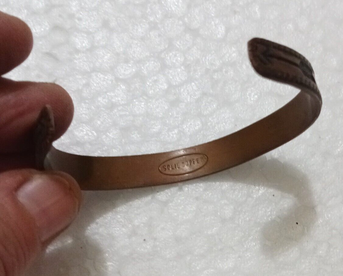 Bracelets. Solid Copper cuff, 925 silver heart br… - image 5