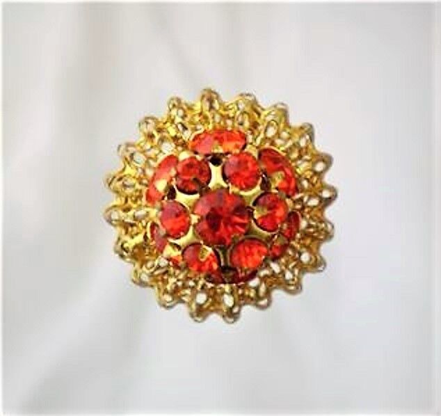 STUNNING ORANGE RHINESTONE DOME PRONGSET CUSHION HATPIN GORGEOUS HPN-006
