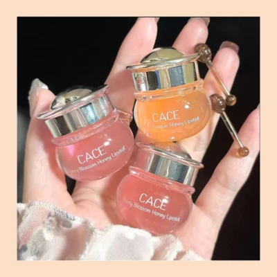 CACE Organic Vegan Honey Lip Balm - Exfoliating Tinted Balm with Honey Stick Set of 2