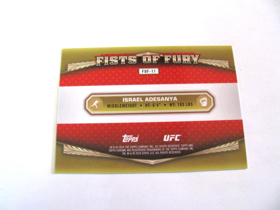 2024 Topps Chrome UFC Israel Adesanya Fist Of Fury SP Insert card # FOF-11 - Image 2 of 3