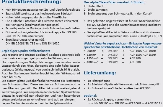 Regenwasserfilter AlphaClean 100,Filter Zisterne, Gartenfilter, selbstreinigend - Bild 2 von 3