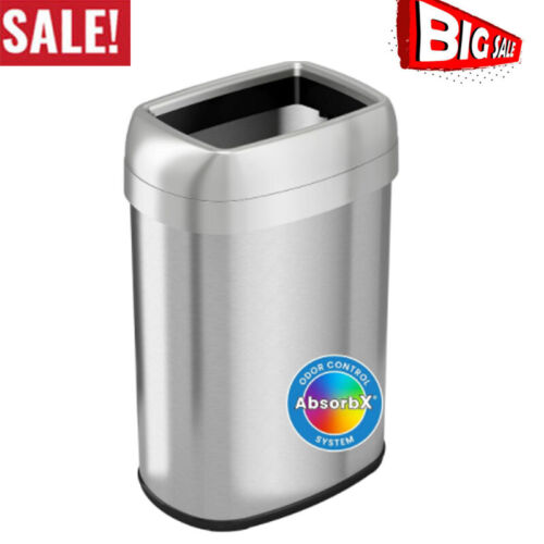 13 Gallon Open Top Kitchen Trash Can Recycling Bin with Double Odor Filters US