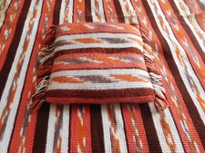 Vtg. Crochet Afghan Throw blanket Pillow Southwest Design 65" x 47" FREESH
