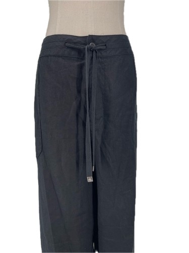 NWT Ralph Lauren 100% Linen Black Wide Leg Trousers Pants Drawstring 20W Plus 2X - Picture 2 of 10
