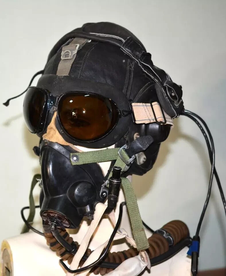 Pilot MIG Aviator leather Helmet Goggles Oxygen Mask KM-32 UK