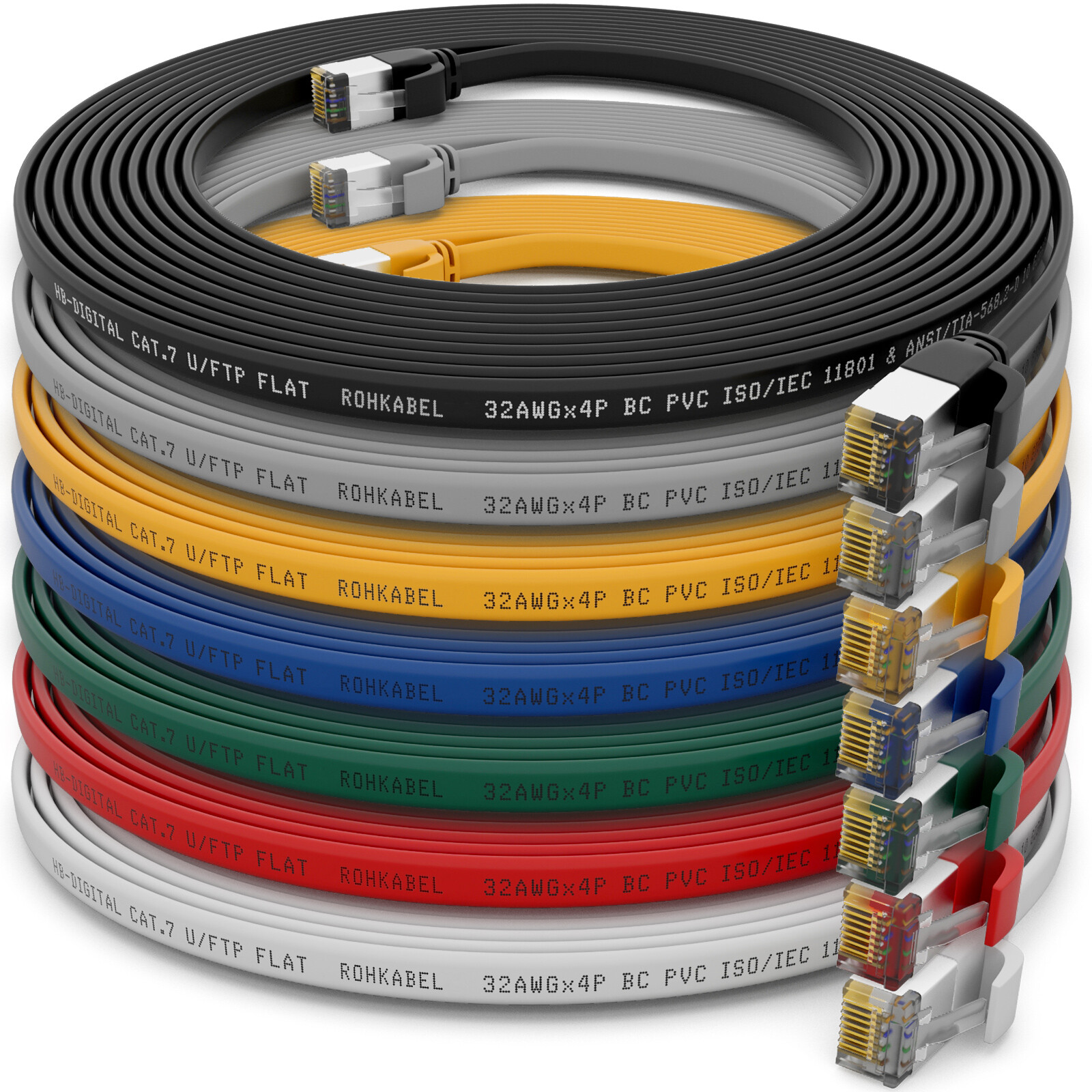 Cable bruto Cat7 cable de conexión cable de red cable plano Ethernet LAN Internet 0,25-30 m