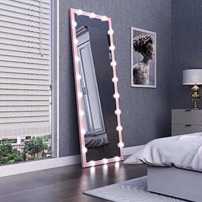  Full Length Mirror with Lights, 63'' x 63''L x 24''W Peachy Pink-straight Waist